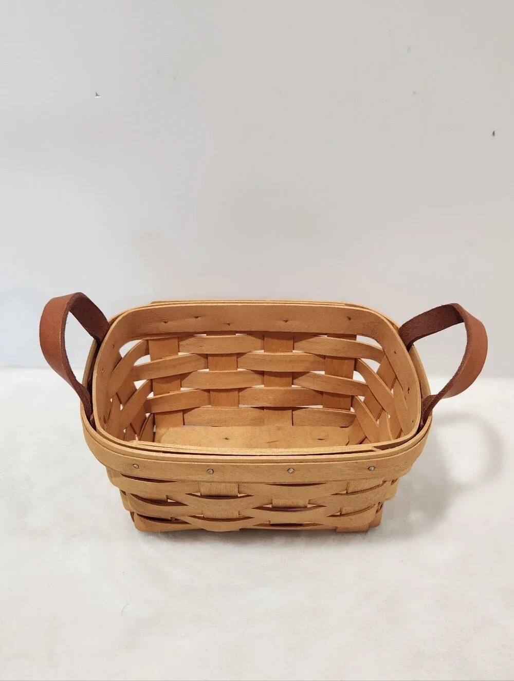 Longaberger Vintage VTG Knick Knack Handwoven Maple Rectangular Basket